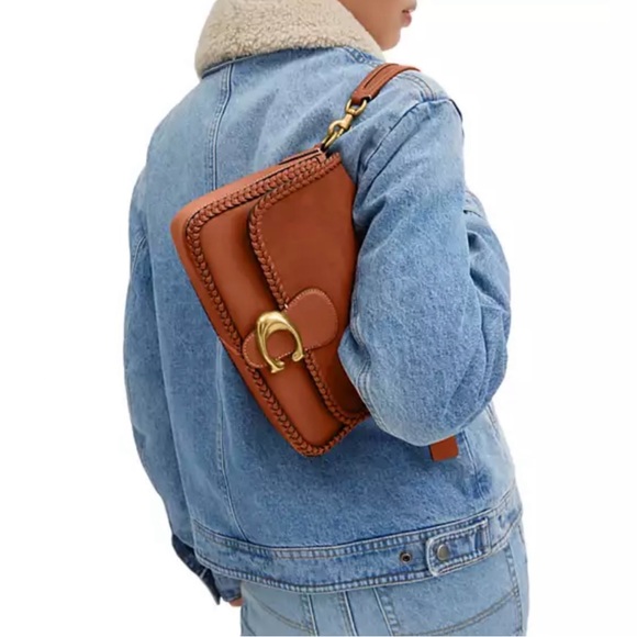 Coach Braided Trim Mixed Leather with Suede Flap Soft Tabby Shoulder Bag NWT - Picture 5 of 17